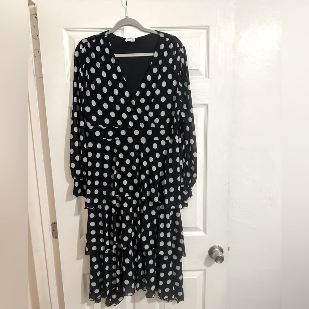 Polka Dot Mesh Tiered Dress - Picture 1 of 3
